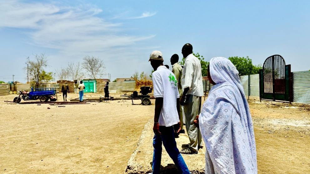 Fatima the school principal and Bahr the project lead following up the work in the school