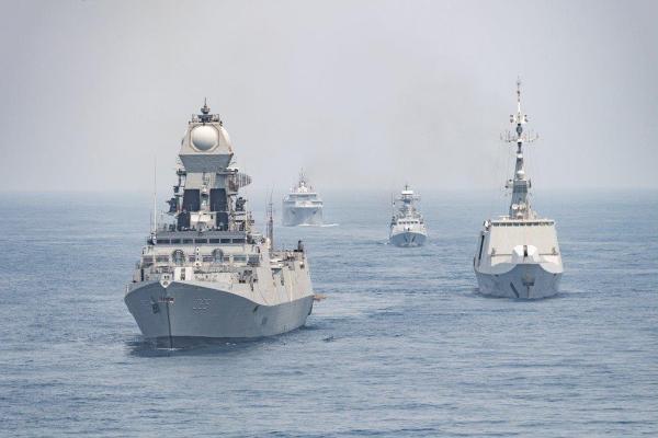 Surveillance ships navigating in ocean